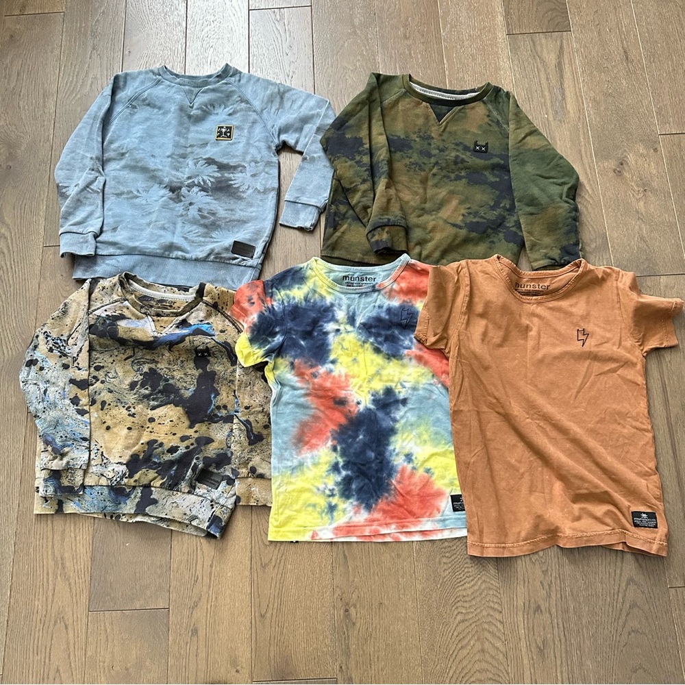 Kids Tie-Dye and Solid Color T-Shirts & Pullover Set